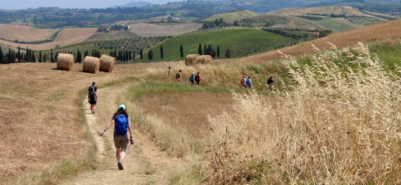 Solo pilgrims on the Via Francigena in Tuscany