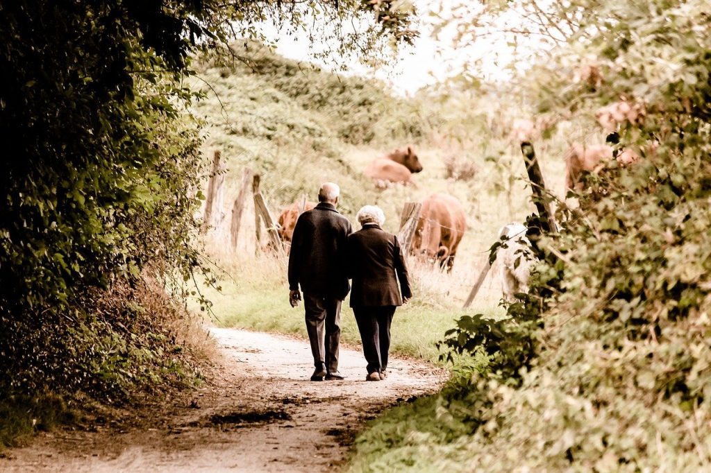 Couple walking on the Camino