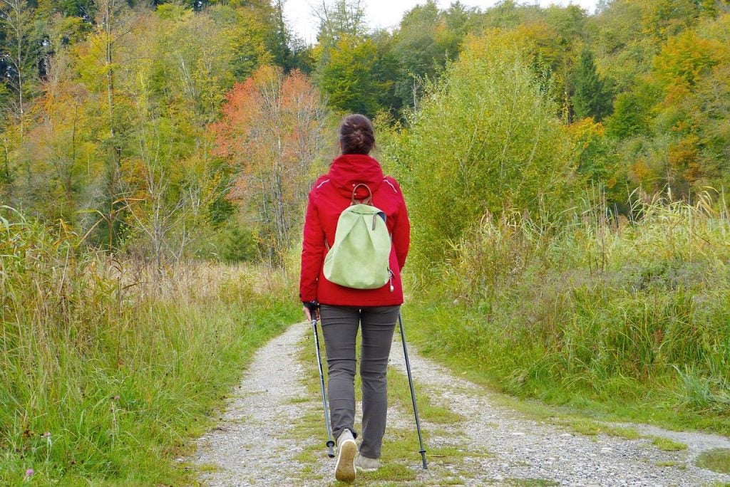 Woman walking alone on the Camino