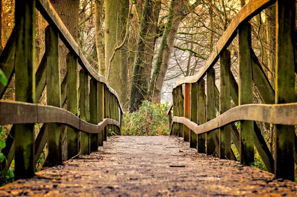 Crossing a bridge on the Camino