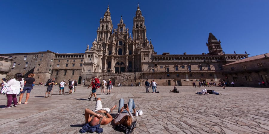 Pilgrims at Santiago Cathedral