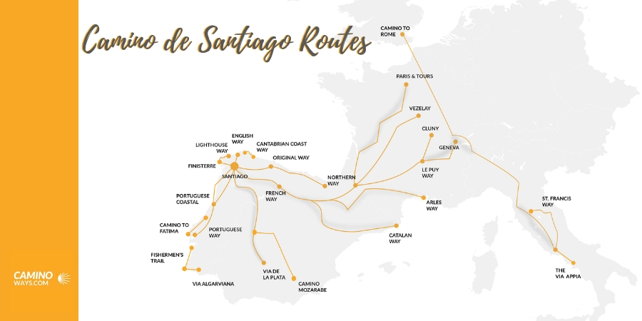 Camino de Santiago routes in Spain