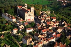 The Sainte-Marie-Madeleine Basilica and environs in Vézelay, France. (Photograph by Gérard Corret, Flickr)