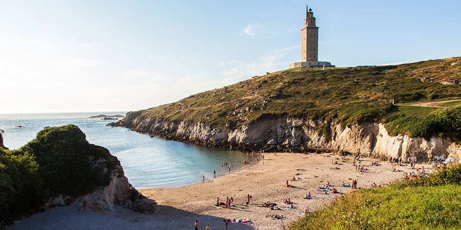 hercules-tower-a-coruna-beach-celtic-camino-ingles