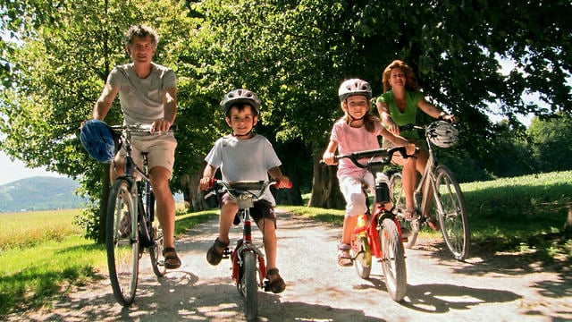 family cycling