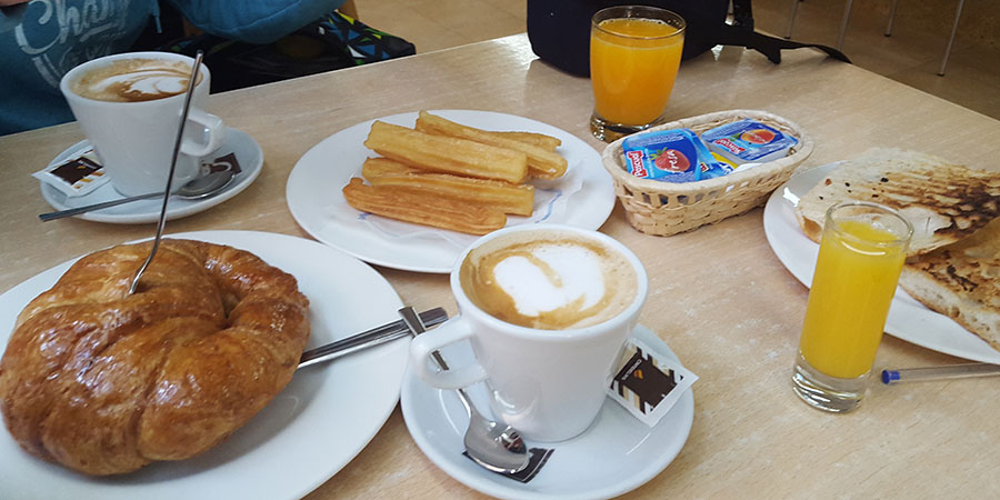 breakfast is small on a typical day on the Camino