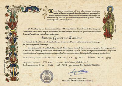 Camino certificate of distance