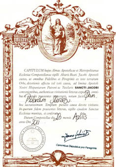 Camino pilgrims certificate compostela
